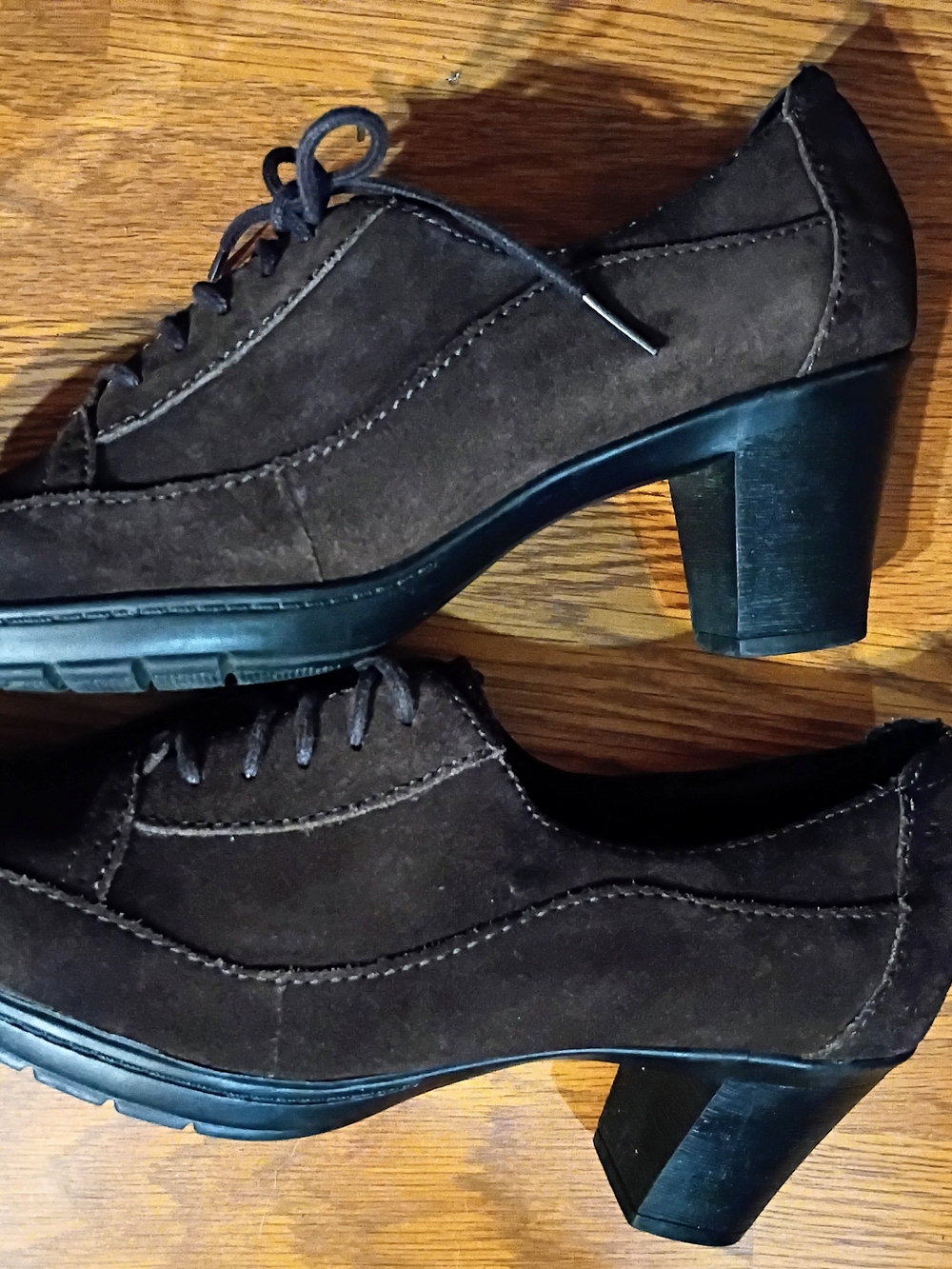 Clarks Brown Suede Lace-Up Block Heel Boots